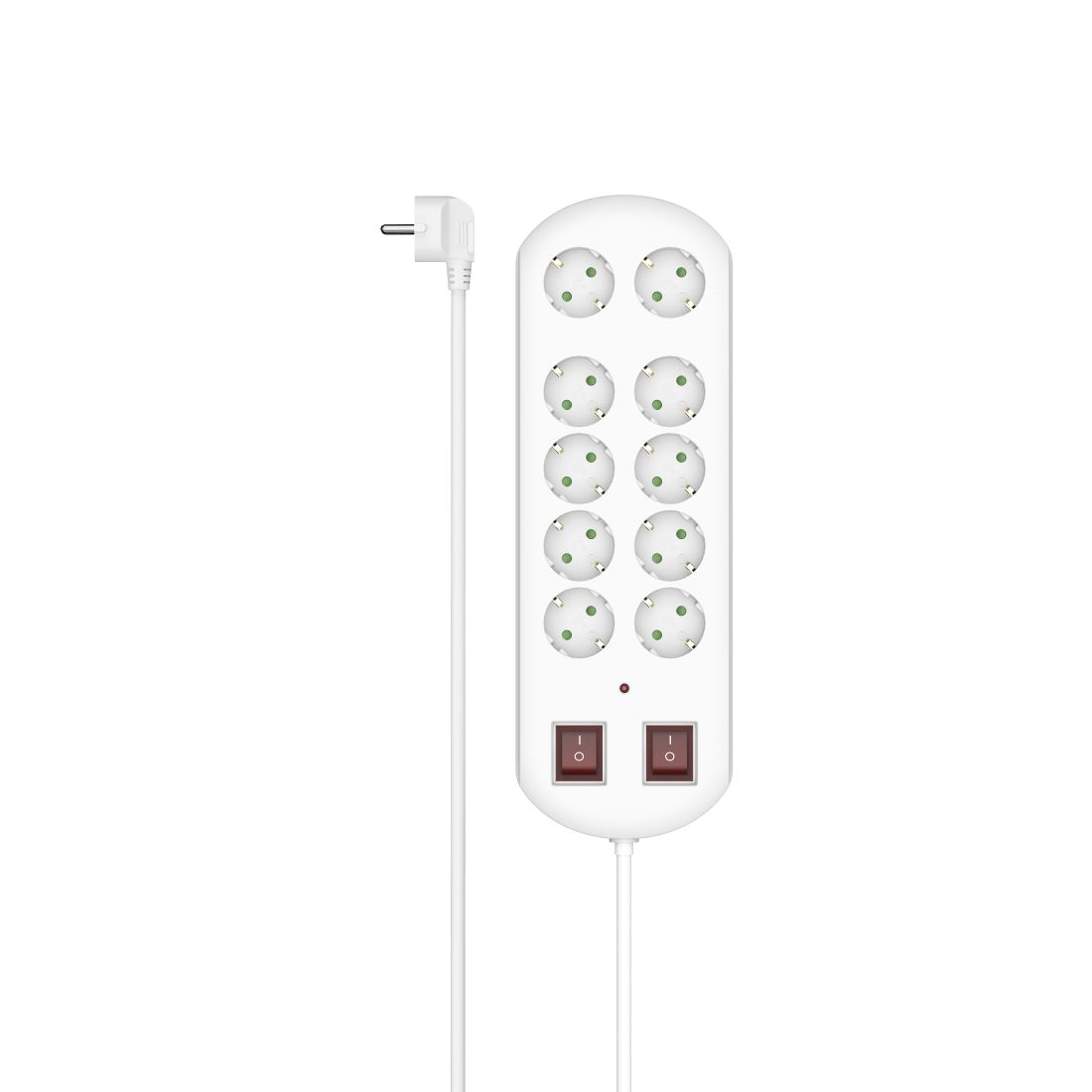 Hama Power Strip - 10 Outlets - 2m Cable - White