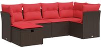 vidaXL 6-delige Loungeset met kussens, polyrattan, bruin