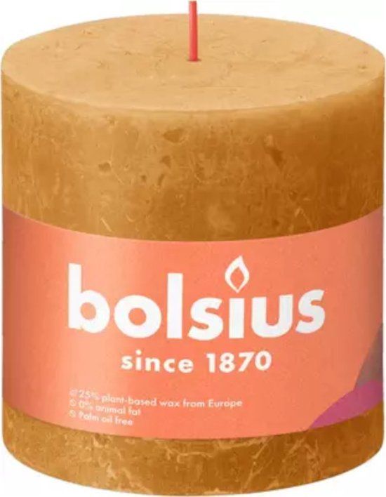 Bolsius Rustiek Stompkaars - Oker - 80/68 - Geel