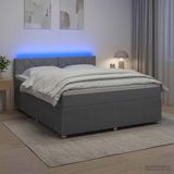 vidaXL Boxspringbed met matras, lichtgrijs, 160 x 200 cm, gestoffeerd