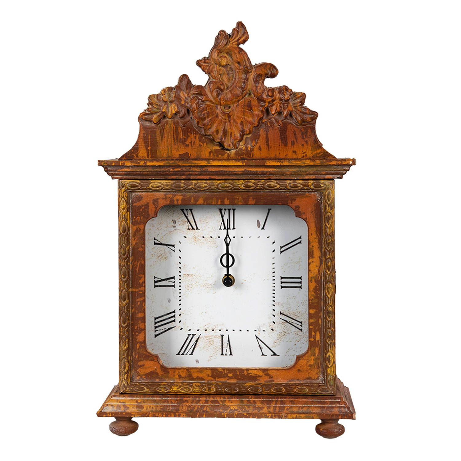 Clayre & Eef Tafelklok 27x12x44 cm Bruin Hout Glas Rechthoek