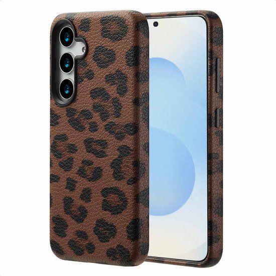 Selencia Sabi Backcover Panterprint met MagSafe voor de Samsung Galaxy S25 - Mocha Brown