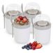 Merkloos Relaxdays Yoghurt beker to go - set van 4 - 400 & 280 ml - wit