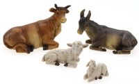 Merkloos / Sans marque Creation Gross Kerststal dieren - beeldjes - 4x stuks - os/ezel/schaap/lammetje