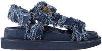 Kurt Geiger London Dames Platte sandalen - Orson Sandal - Blauw - Textiel - Plateauzool - Maat 40