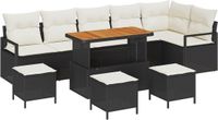 vidaXL Tuinbank - Set - 10 - st - Zwart - Poly - rattan
