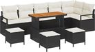 vidaXL Tuinbank - Set - 10 - st - Zwart - Poly - rattan