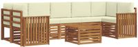 vidaXL - Bank loungeset - 7 zitplekken - Natuurlijk en crème - Massief Acacia Hout