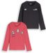 Tom Tailor - T-shirt met lange mouwen en print, set van 2 - Maat 104/110 - Berry Red