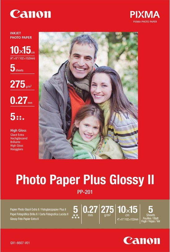 Canon Fotopapier A6 Glans - 275 g - 5 stuks