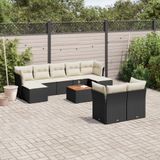 Maison Exclusive - Ensemble de meubles de jardin 10 pièces avec canapé et coussins, noir, en polyrotin