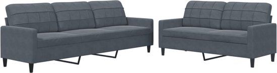 vidaXL 2-delige Loungeset met kussens fluweel donkergrijs