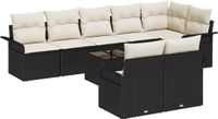 vidaXL Tuinbank - Set - 9 - st - Zwart - poly - rattan