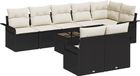 vidaXL Tuinbank - Set - 9 - st - Zwart - poly - rattan