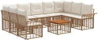 vidaXL - Hoek loungeset - Polyester - Natuurlijk en crème wit