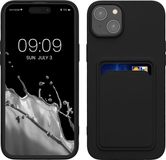 kwmobile telefoonhoesje geschikt voor iPhone 15 Plus - Hoesje met pasjeshouder - TPU case in zwart
