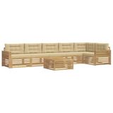 vidaXL - Buiten - bank - set - 7 - st - Wit - en - Beige - Polyester