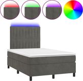 vidaXL Boxspringbed met matras en LED-verlichting, donkergrijs, 120x200 cm, fluweel