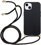 Merkloos / Sans marque Apple iPhone 15 Plus Hoesje Flexibel TPU met Koord Back Cover Zwart