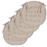 Atout Ciel Set van 4 ronde stoelkussens, tweekleurig, diameter 40 cm, taupe/antraciet