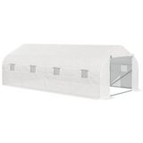 Outsunny Serre de jardin 18m² 5,95x3x2m Acier galvanisé, Bâche PE HD blanche, 8 fenêtres + porte