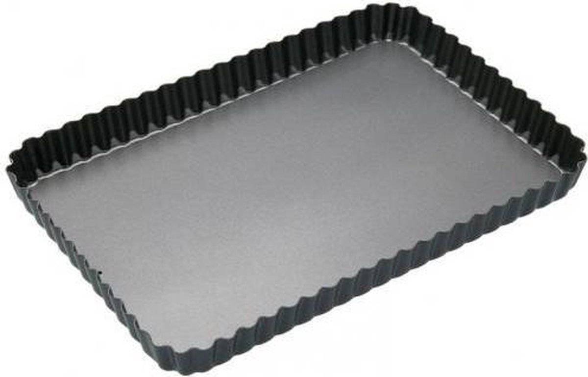 Masterclass Geribbelde Rechthoekige Taartvorm / Quichepan met Losse Bodem, 31 x 21 cm