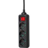 CableXpert Tafelcontactdoos 3V RA schakelaar 1,5m H05VV-F3G1,5 Zwart