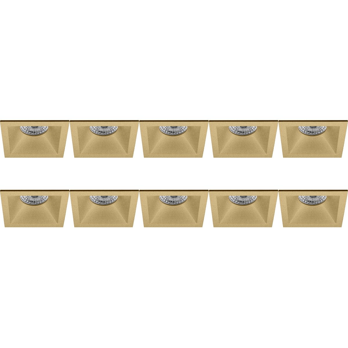 BES LED Spot Armatuur 10 Pack - Pragmi Pollon Pro - GU10 - Vierkant - Mat Goud - Aluminium - 82mm