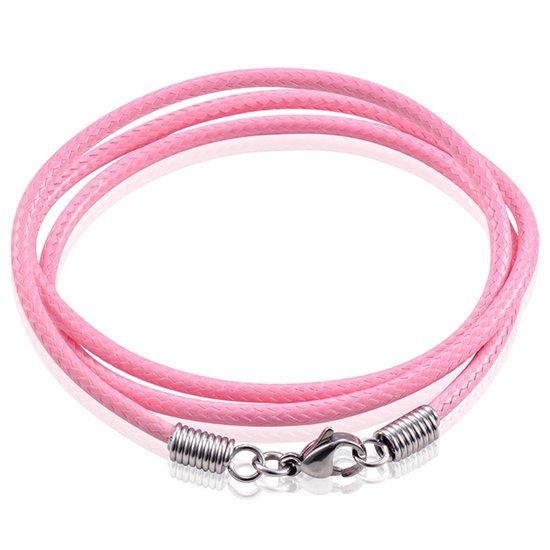 LGT JWLS LGT Jewels waxkoord ketting Roze - 2.5mm-65cm