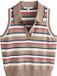 Next - Dames - Mouwloze poloshirt - Camel Stripe