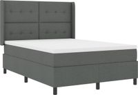 vidaXL Boxspringbed met kussens, donkergrijs, 200 x 140 cm, stof