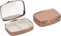 kwmobile Pillendoos met 2 vakken - Set van 2x Roestvrij Staal Pillendoosje - Organizer Voor Tabletten en Pillen - in roségoud