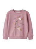 NAME IT NMFVASACHA LS NREG SWEAT UNB Meisjes Sweater Lange Mouw Katoen Lilas Printopdruk Ronde Hals Regular Fit Casual 122/128