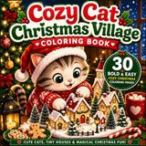 Cozy Cat Christmas Village Coloring Book