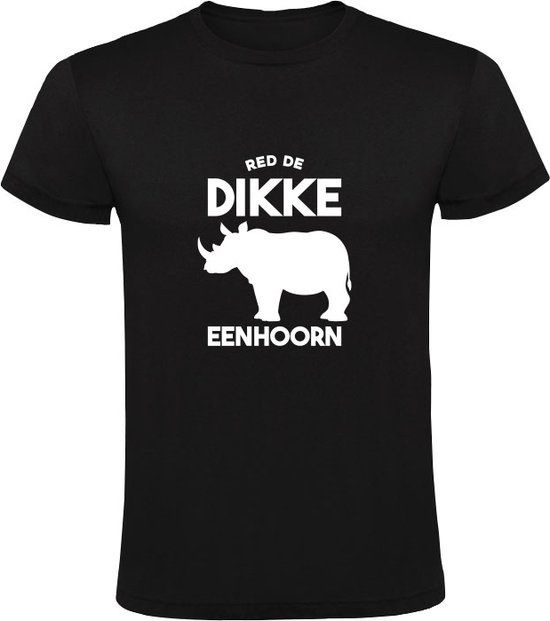 Red de dikke eenhoorn Heren T-shirt Zwart - Maat S