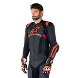 Alpinestars Veste En Cuir Missile V3 Ignition Noir Rouge Fluo Rouge Foncé, Taille: 52