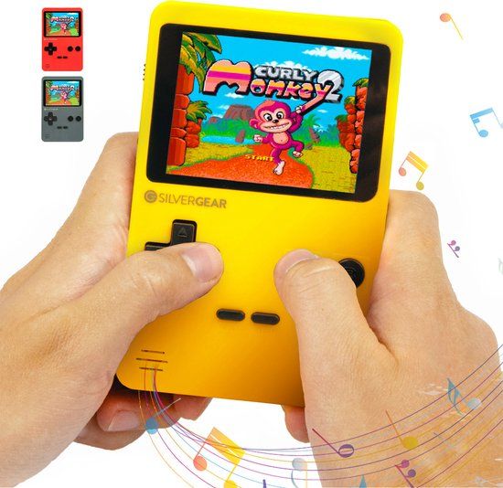 Silvergear Retro Game Console - Geel - 240 Classic Games - Handheld