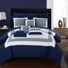 Chic Home Trooster Complete Bag Pieced Color Block Patroon Beddengoed met laken Set en decoratieve kussens Shams inbegrepen, katoen, marine, koningin