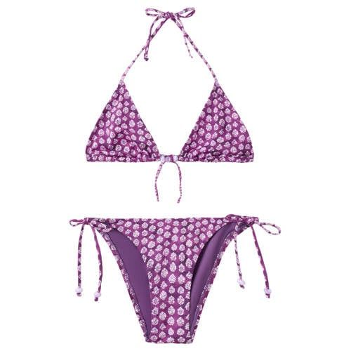 MANGO TEEN halter bikini met bloemen print paars
