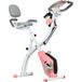 Vélo d'appartement pliable avec écran LCD, moniteur de fréquence cardiaque réglable, selle et roues 8 niveaux de résistance magnétique, câbles de tension et cadre en acier