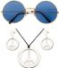 Widmann Hippie Flower Power verkleed sieraden set met hippie bril