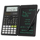 NEWYES Wetenschappelijke rekenmachine, 82MS Engineering Calculator met schrijftablet en pen inbegrepen, 240 functies, 2-lijn display, middelbare en middelbare schoolbenodigdheden, zwart