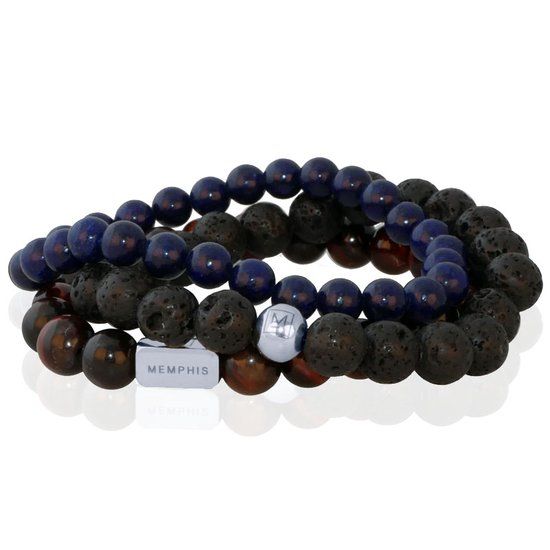 Memphis TRIO Kralenarmbanden set Blue Night-21cm