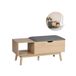Avilia Zitbank met opbergruimte en legplank, schoenenkast met gevoerde zitting en plank, van MDF in eikenlook, 100 x 45 x 40 cm, beige en grijs