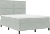 vidaXL LED Boxspringbed Lichtgrijs 160 x 200 cm Fluweel