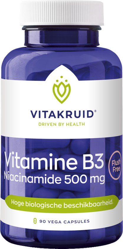 Vitakruid Vitamine B3 Niacinamide 500mg - 90 Vegan Capsules