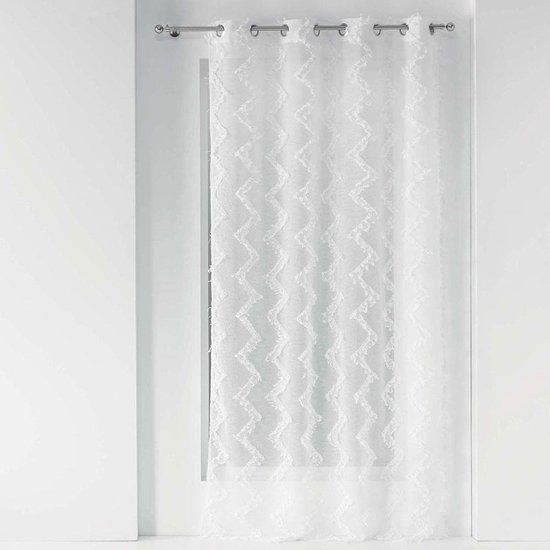 Glasgordijn 140 x 280 cm Zigzag Wit - Merkloos - Polyester - Wit - Ringen