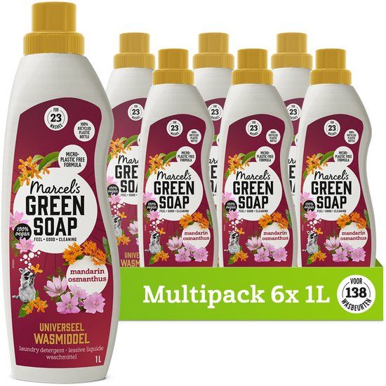 Marcel's Green Soap Universeel Wasmiddel - Mandarijn & Osmanthus - 6 x 1 liter - 138 wasbeurten