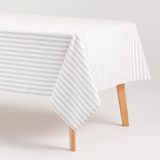 GAMUSI Tafelkleed Alma - Katoen Polyester - Streeppatroon - Lichtgrijs - 140 x 240 cm