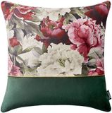 Room99 Decoratieve Kussenhoes Blossom 45x45 Velours Flesgroen Bloemendessin